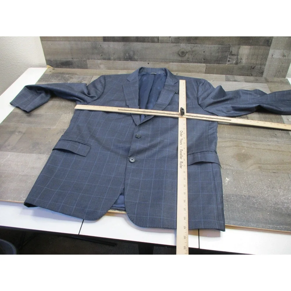 Brooks Brothers Blazer Mens 44 Regular Navy Windowpane 1818 Regent Wool Made USA